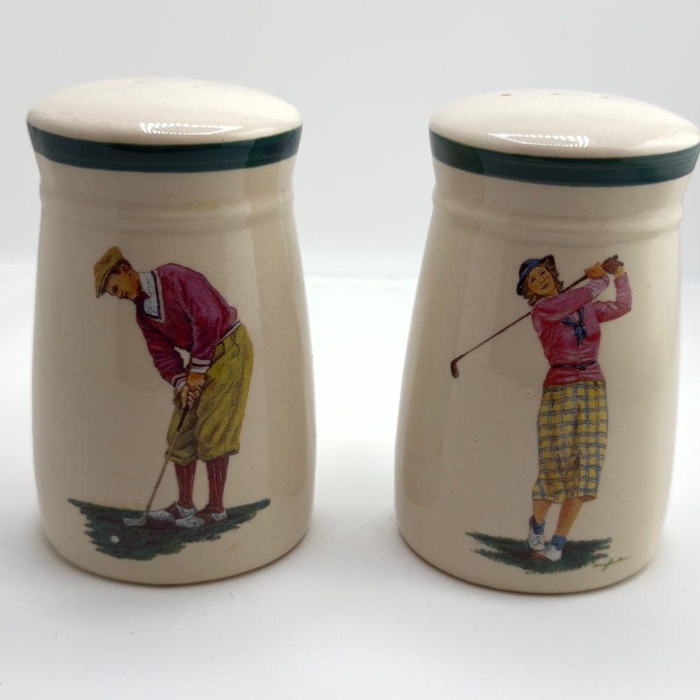 SOLD  Anglers Expressions Golfers Salt/Pepper Shakers